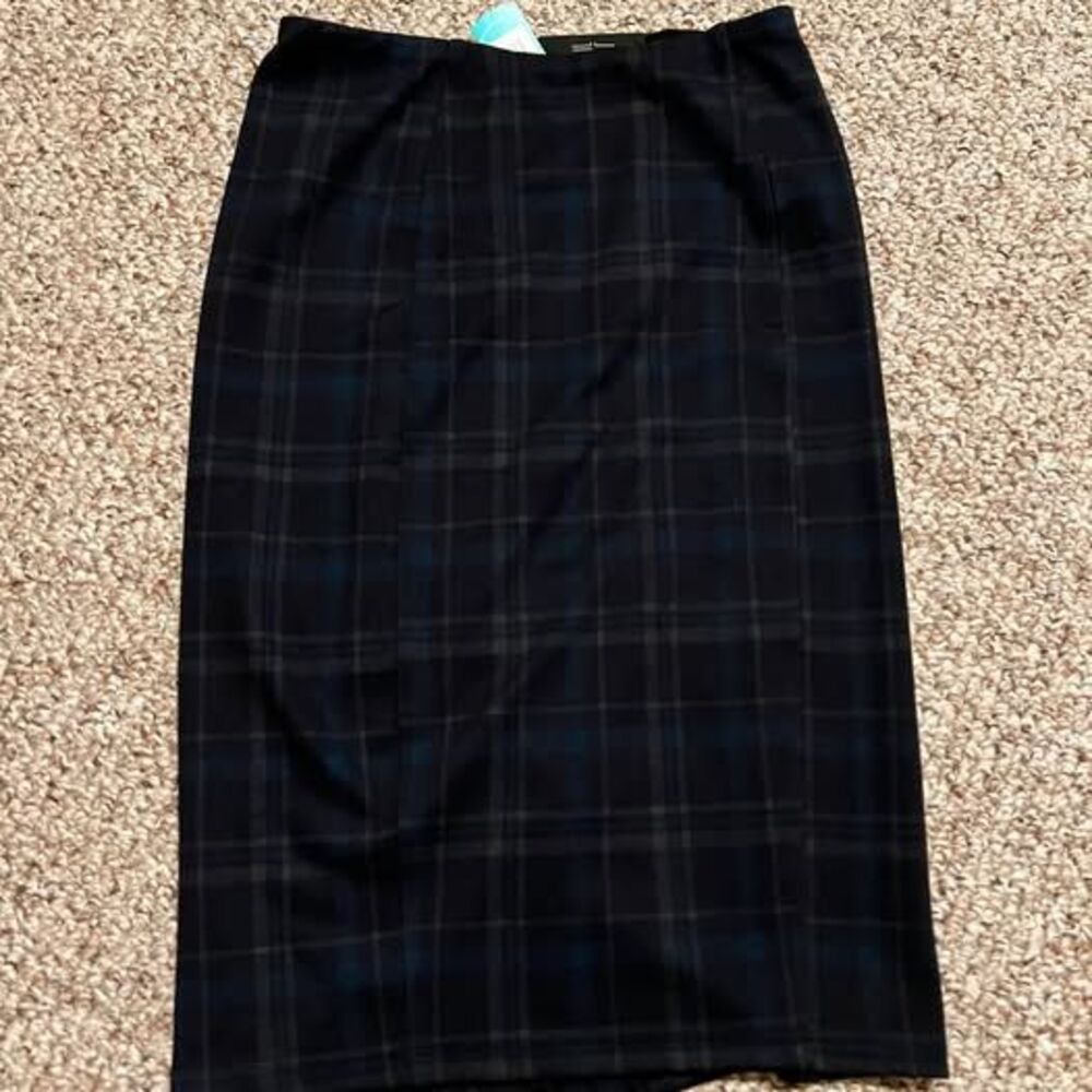 NWT Liverpool Los Angeles Bia Knit Plaid Pencil Skirt Size 2